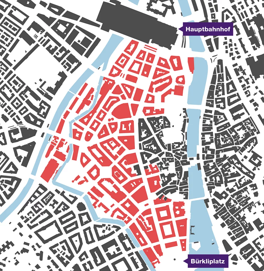Perimeter Ablösung des Gasverteilnetzes in der Innenstadt