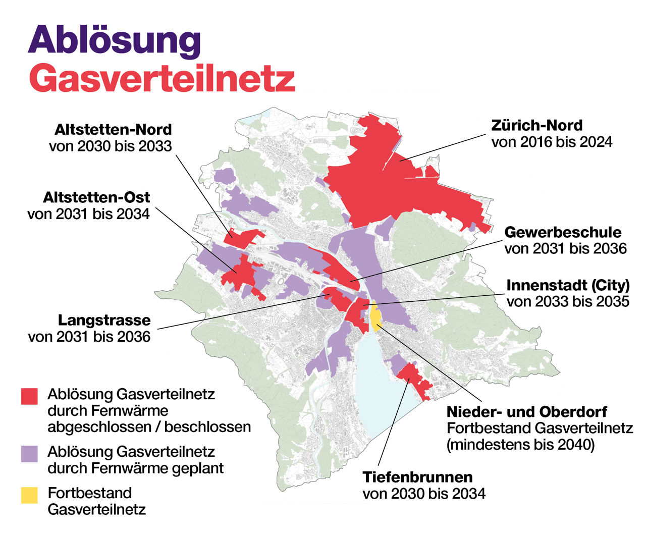 Karte mit einer Übersicht über die Ablösung des Gasnetzes
