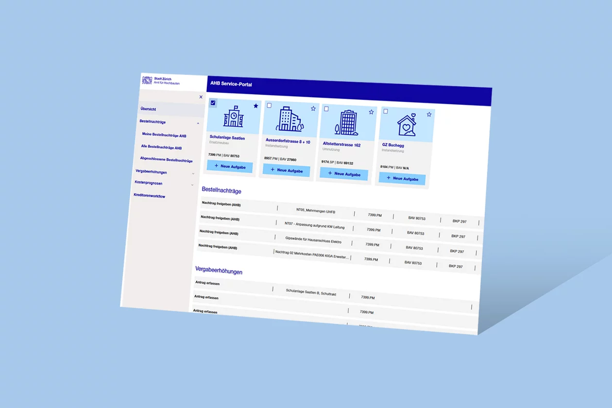 Benutzeroberfläche des AHB-Service-Portals