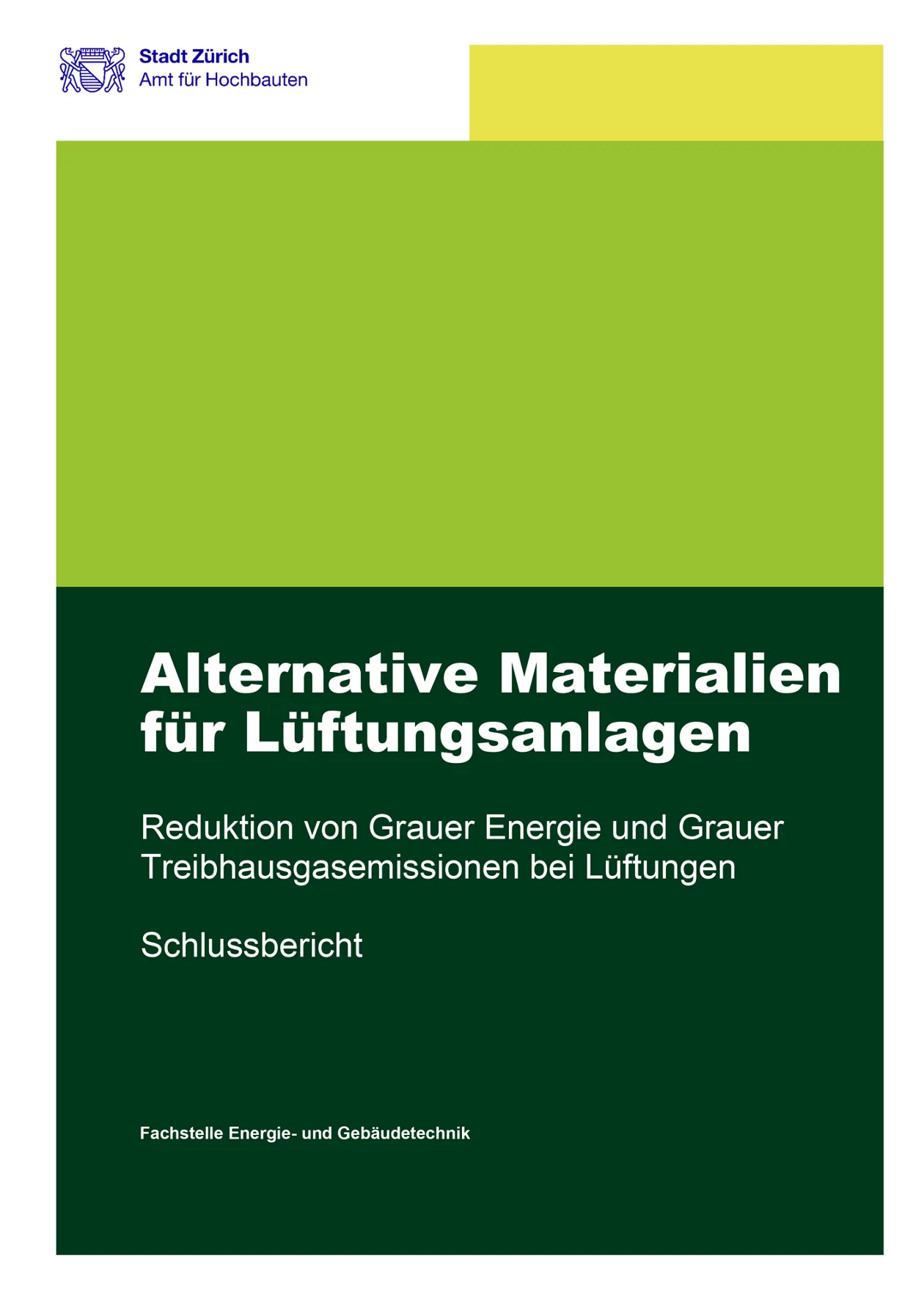 Titelseite Studie Alternative Materialien für Lüftungsanlagen