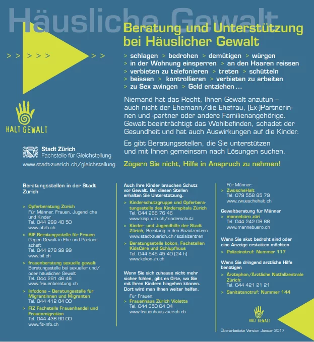 Cover Beratung und Unterstützung bei Häuslicher Gewalt