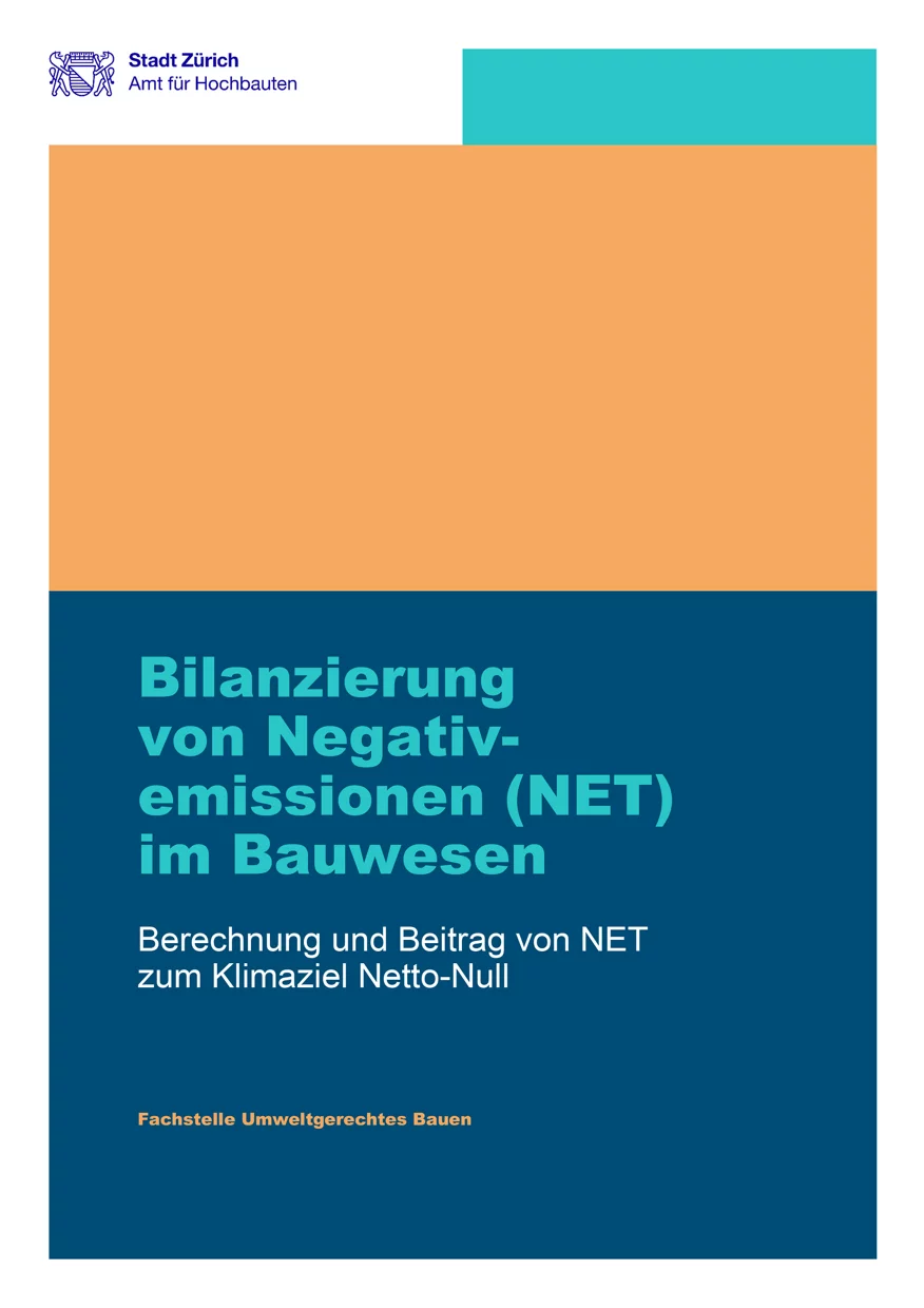 Titelseite Studie Bilanzierung von Negativemissionen (NET) im Bauwesen