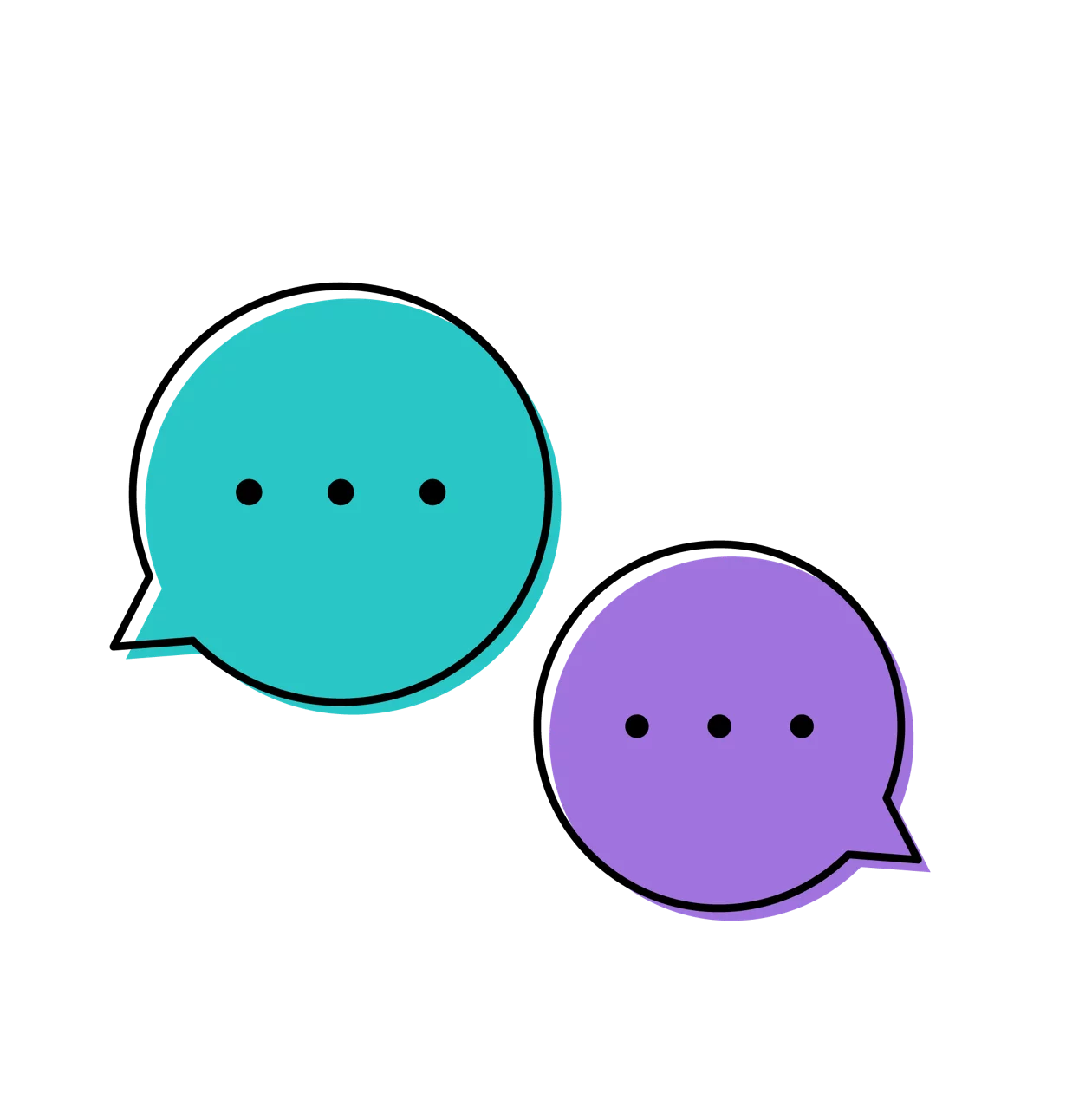 Icon zum Thema Dialogorientierung: zwei Sprechblasen.
