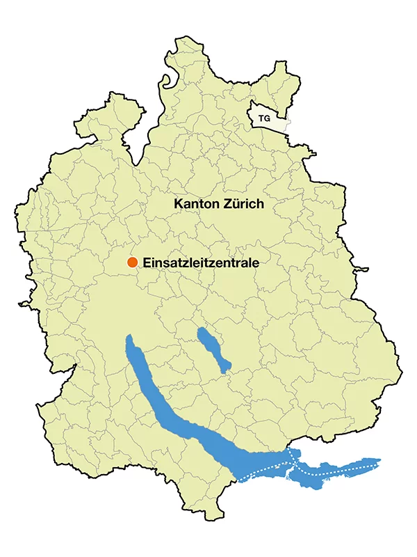 Eine Karte des Kantons Zürich