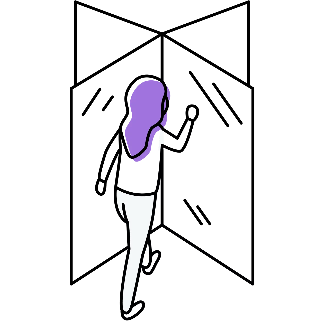 Illustration mit Drehtür und Frau