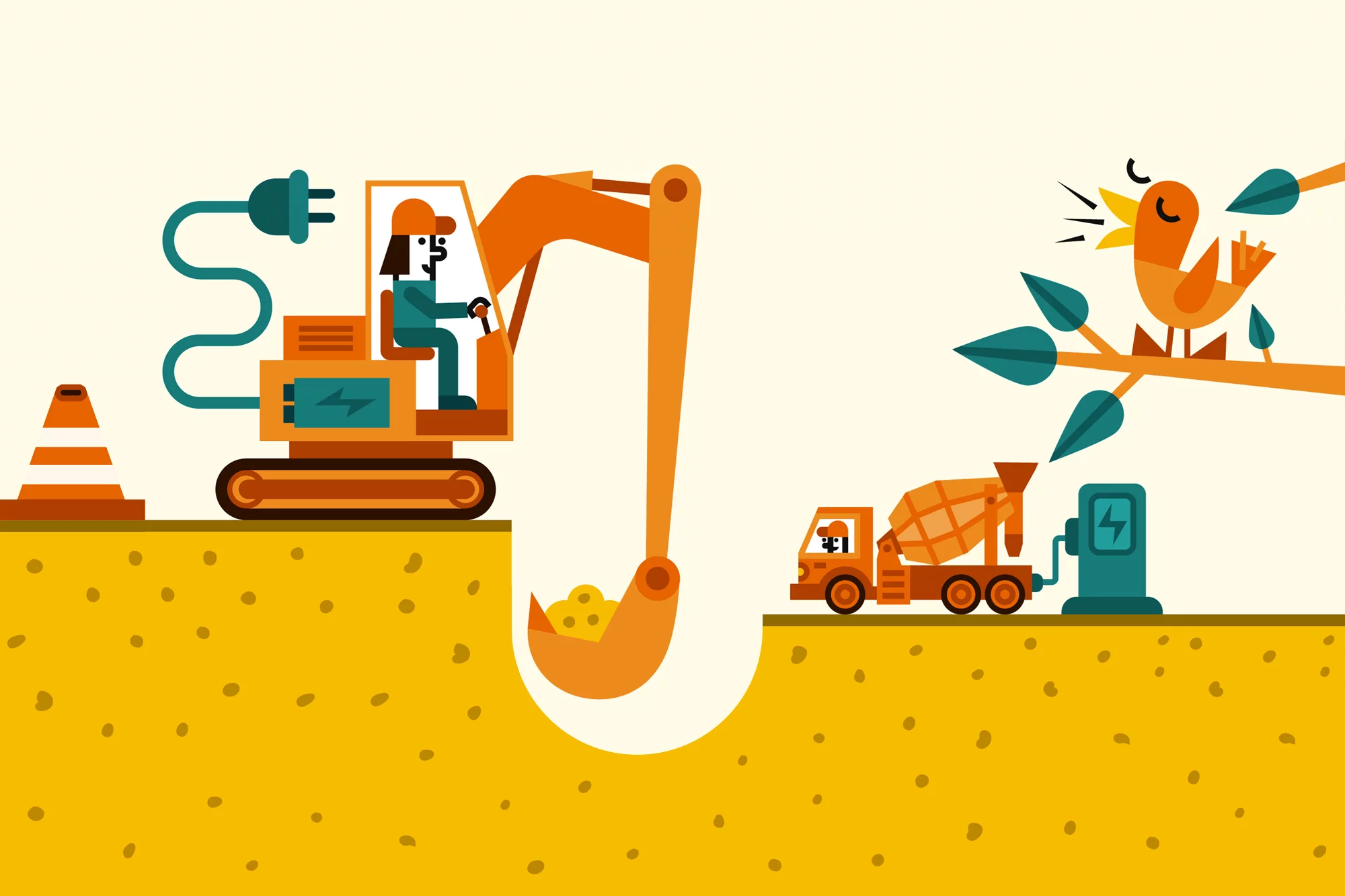 Illustration zur E-Baustelle.