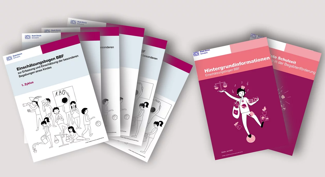 Es gibt für jeden Zyklus einen Einschätzungsbogen und das entsprechende Zusatzmaterial. Ergänzend gibt es Hintergrundinformationen und Erläuterungen zum Portfolio.