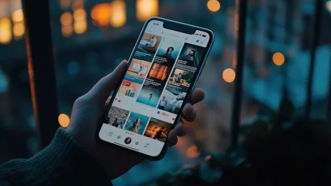 Handybildschirm mit Social Media Applikation