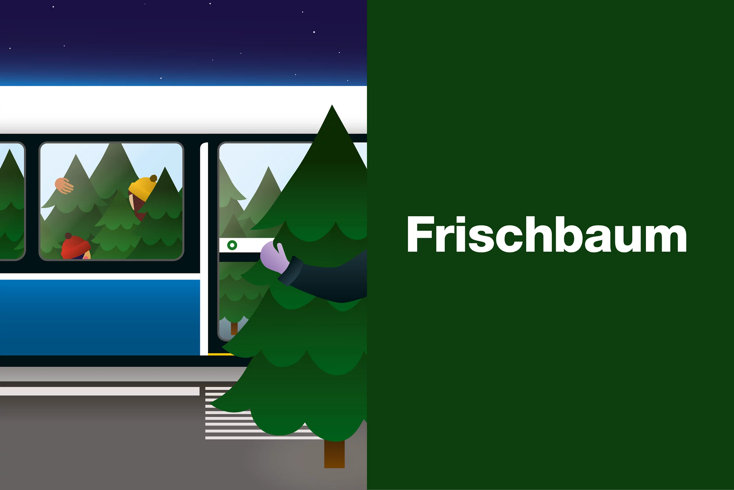 Illustration Frischbaum an der Tramhaltestelle