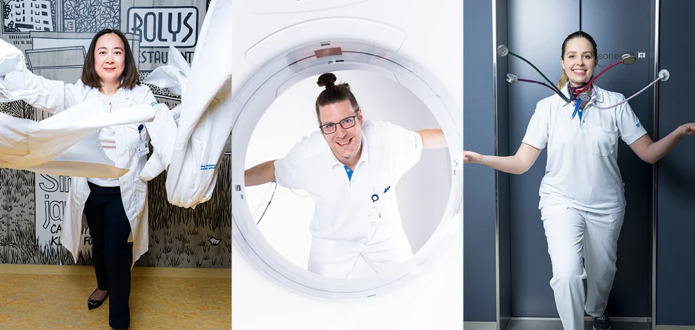 Drei Ärzt*innen auf einem Bild in Aktion bei der Arbeit