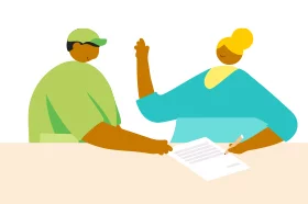 Illustration: Beratungsgespräch