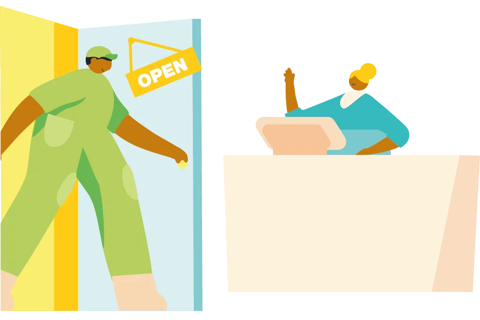 Illustration: Eingang Laufbahnzentrum