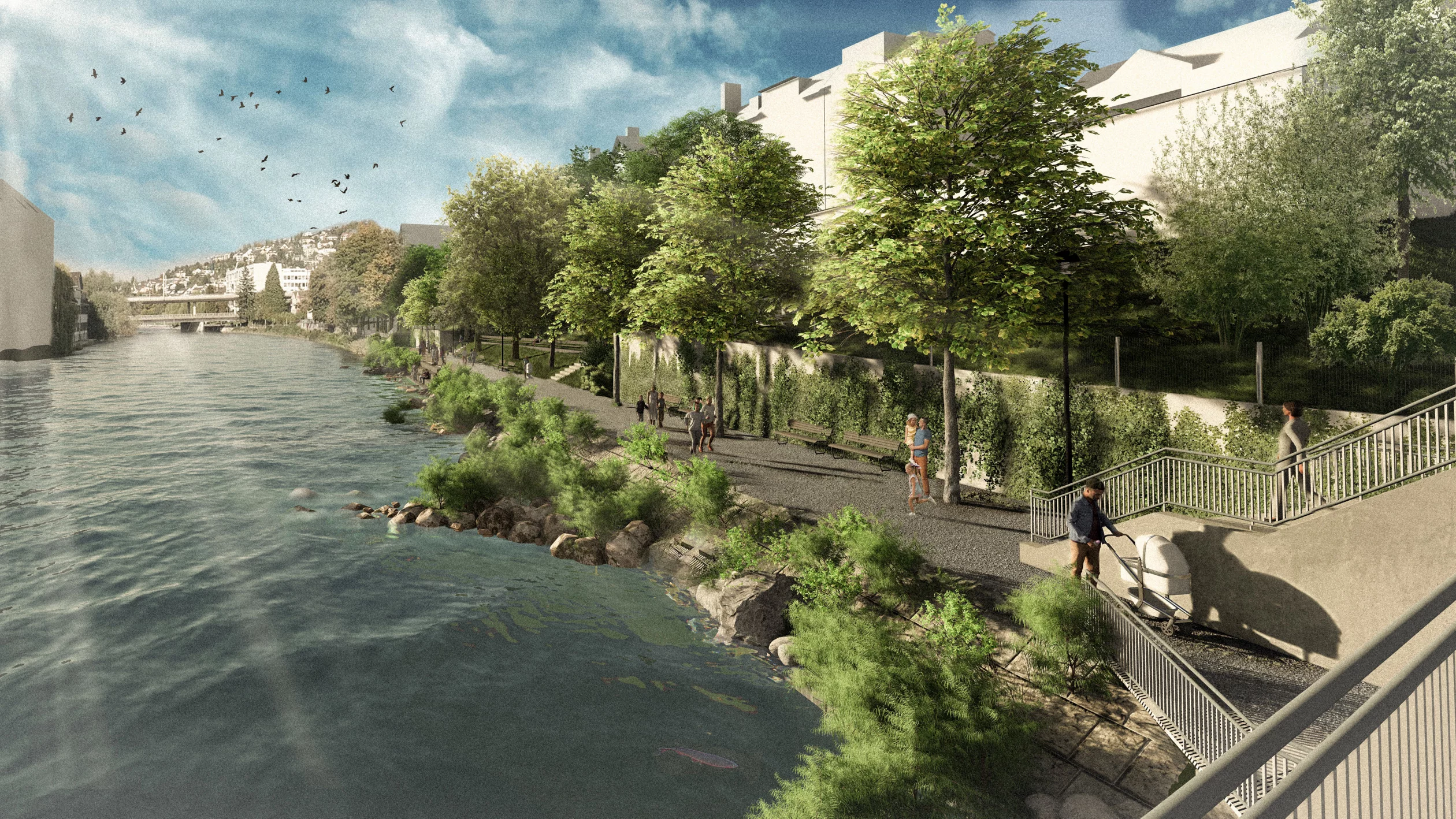 Visualisierung des Kloster-Fahr-Wegs mit Blick vom Dammsteg