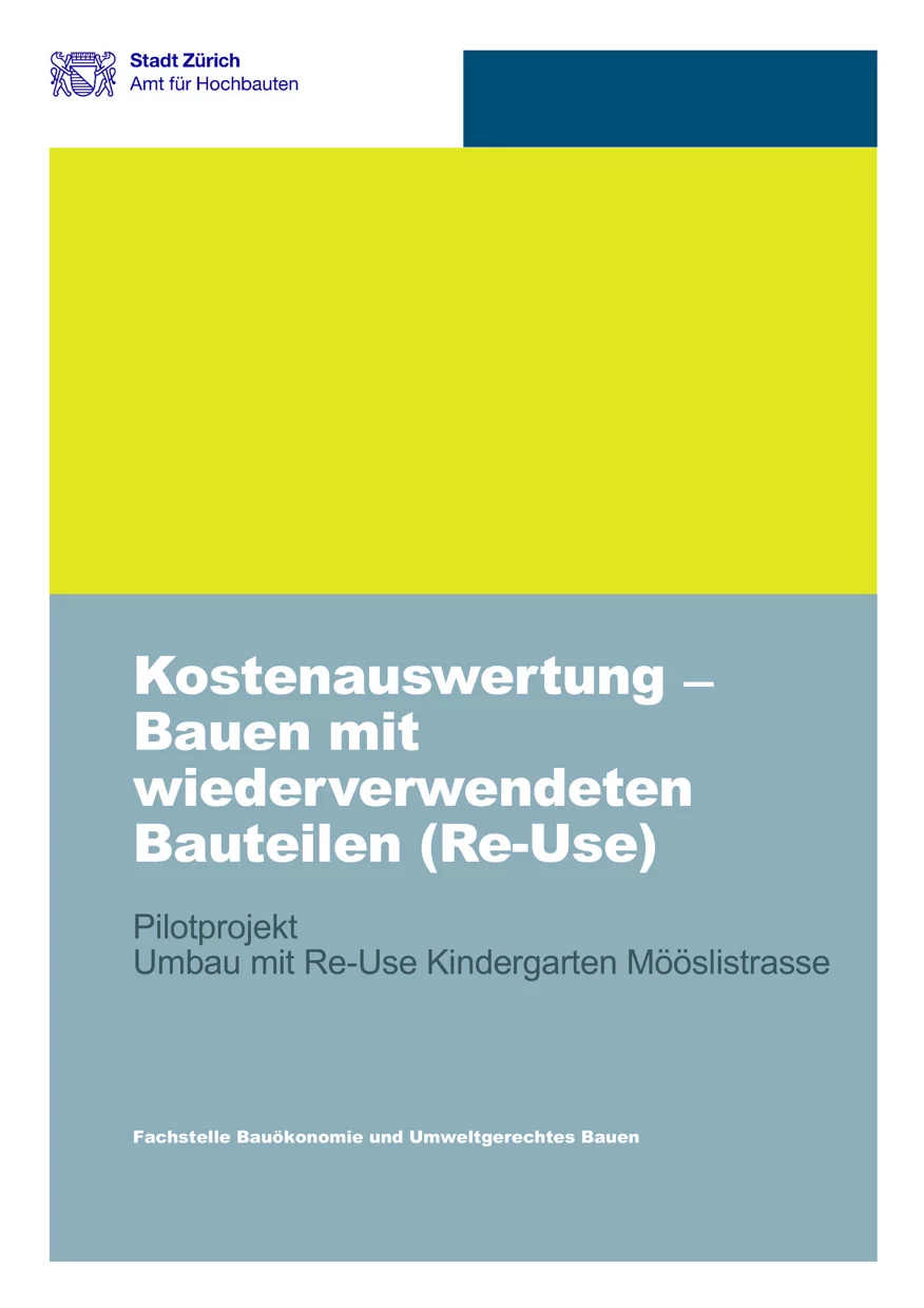 Titelseite Studie Kostenauswertung – Bauen mit wiederverwendeten  Bauteilen (Re-Use)