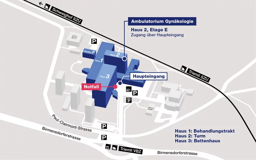 Lageplan Ambulatorium Gynäkologie