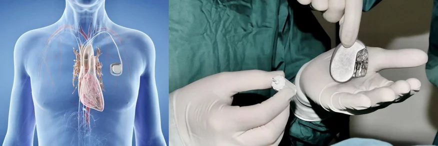 Symbolbild und Nahaufnahme Herzschrittmacher