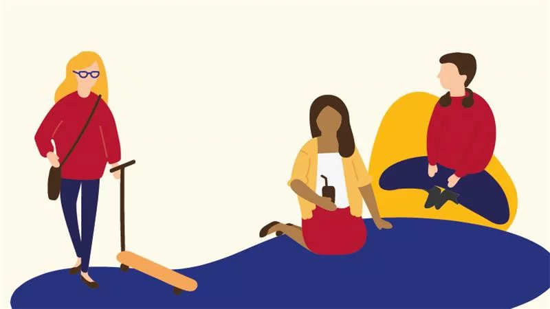 Illustration von drei unterschiedlichen Mittelstufenkindern