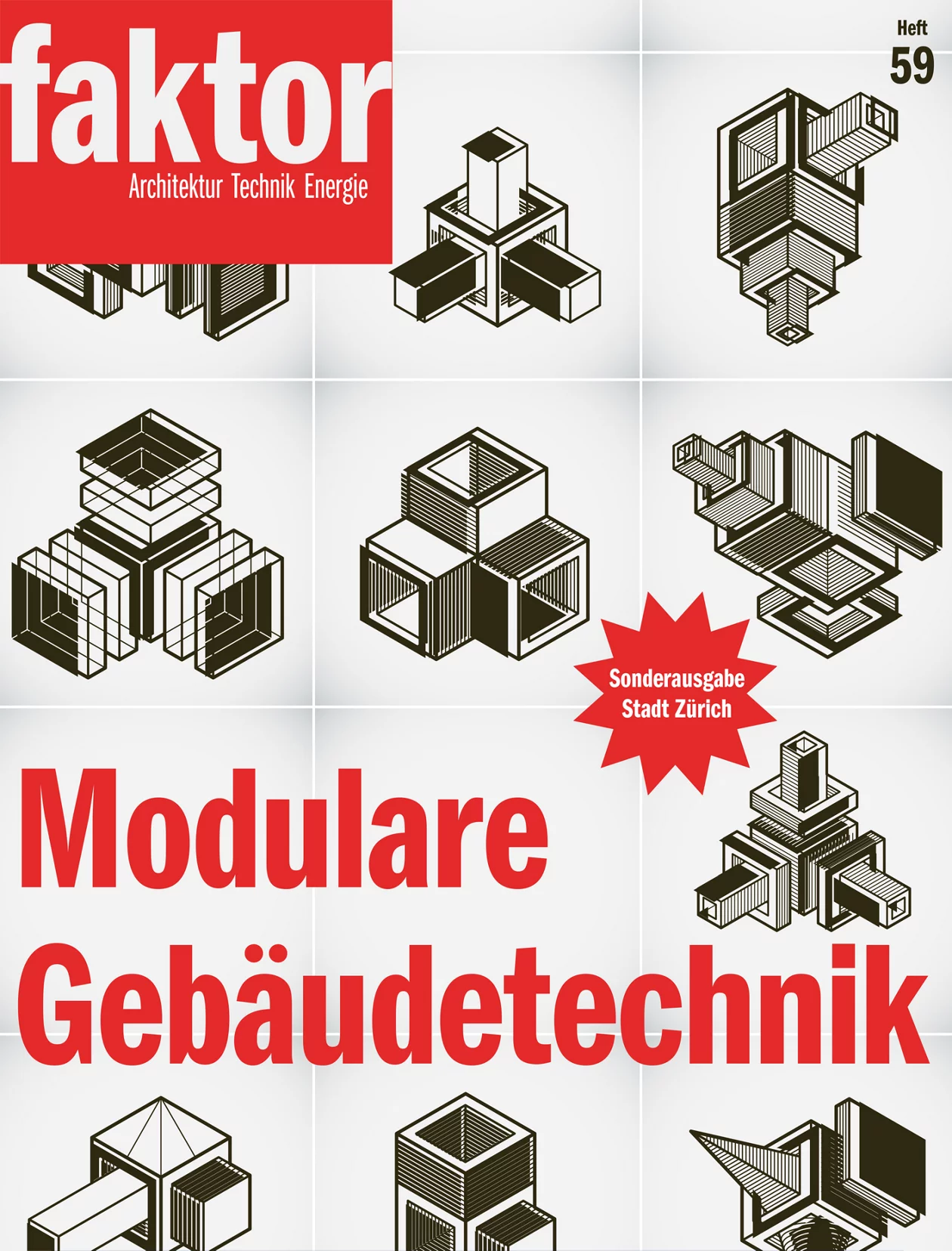 Titelseite Modulare Gebäudetechnik mit schematischen Zeichnungen