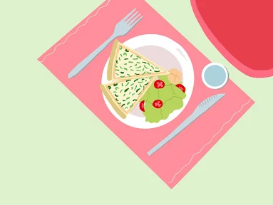 Teller mit Quiche und Salat