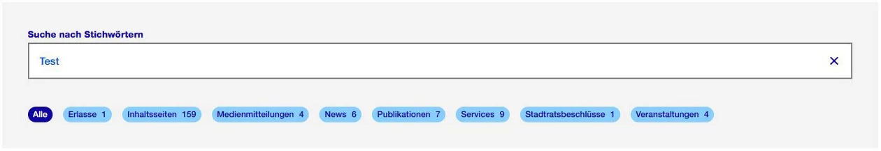 Die Suche auf der neuen städtischen Website.