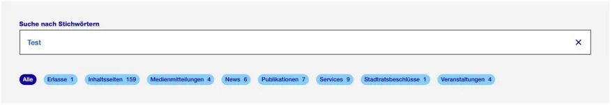 Die Suche auf der neuen städtischen Website.