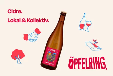 Eine Flasche mit Most des Vereins Öpfelring
