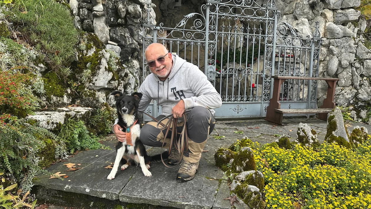 Olivier mit seiner Border-Collie-Hündin Nala