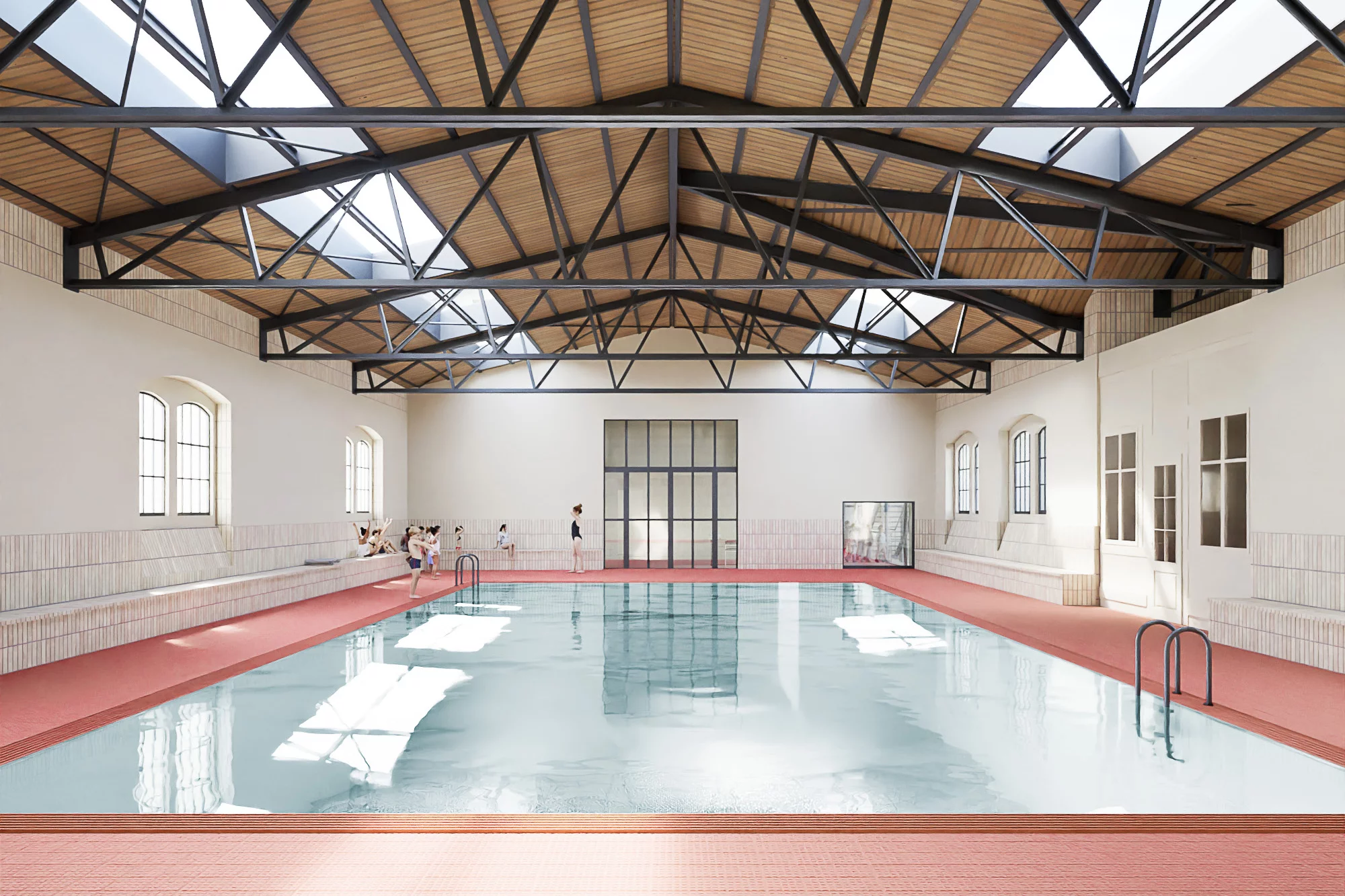 Die Visualisierung des geplanten Bauvorhabens zeigt die Schwimmhalle.