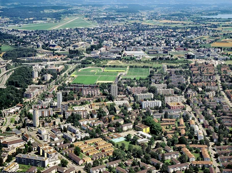 Luftperspektive auf Siedlungsgebiet