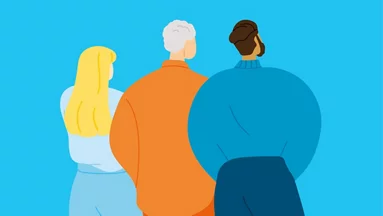 Illustration mit 3 Menschen in Rückenansicht.