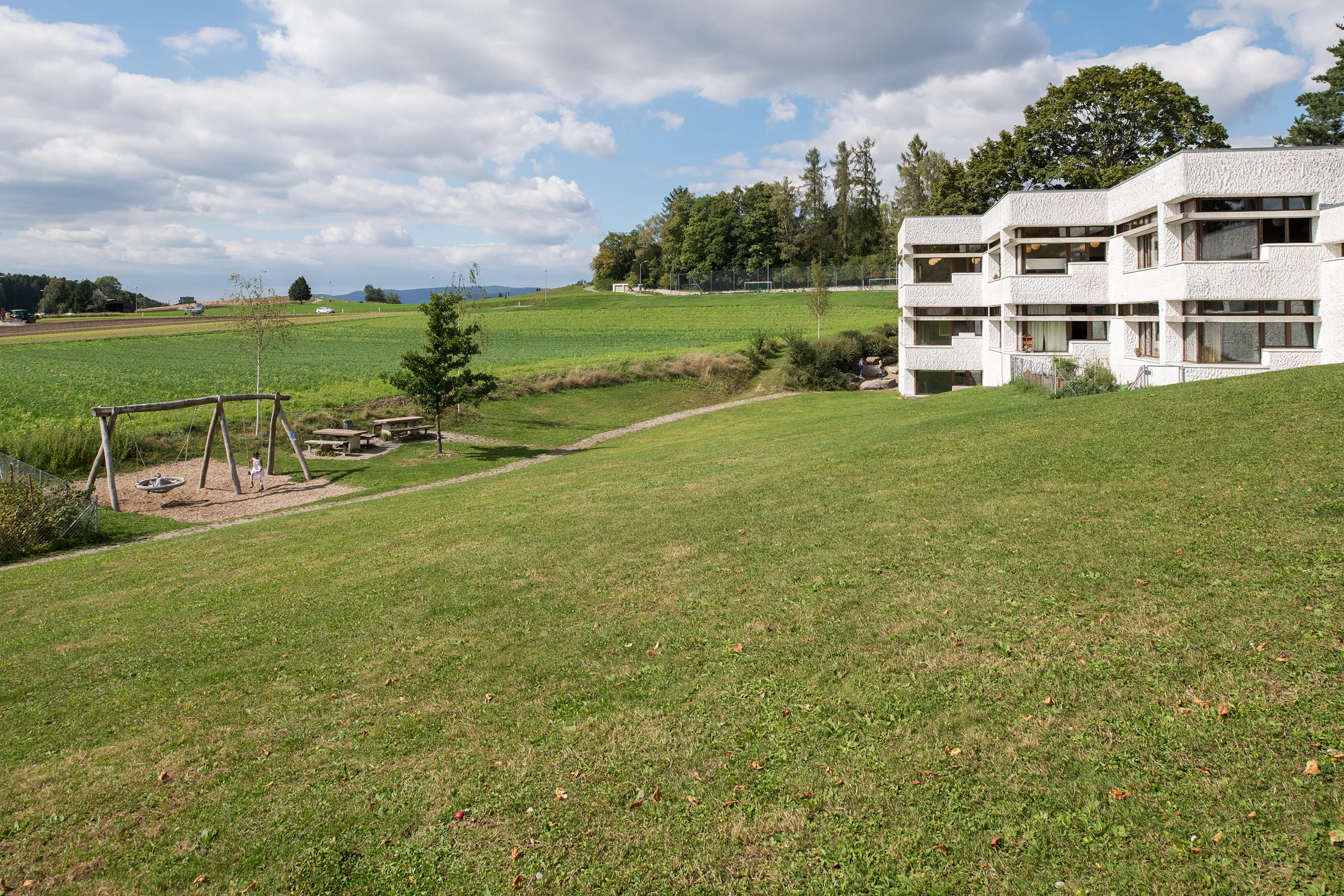 Fotografie des Gebiets Seebacherstrasse vom Schulhaus Staudenbühl aus