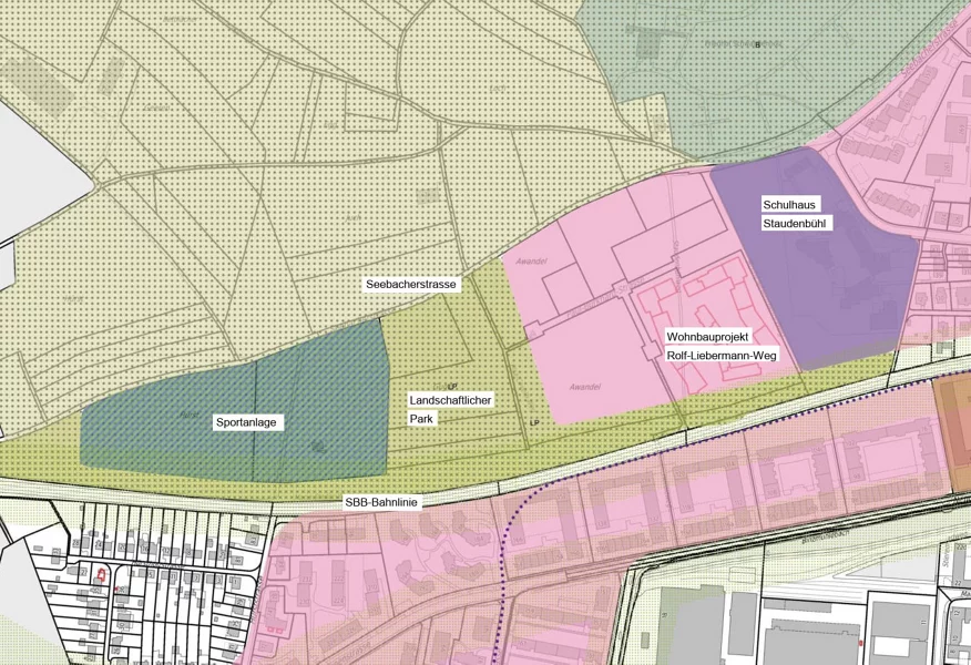 Ausschnitt des Kommunalen Richtplans vom Gebiet Seebacherstrasse