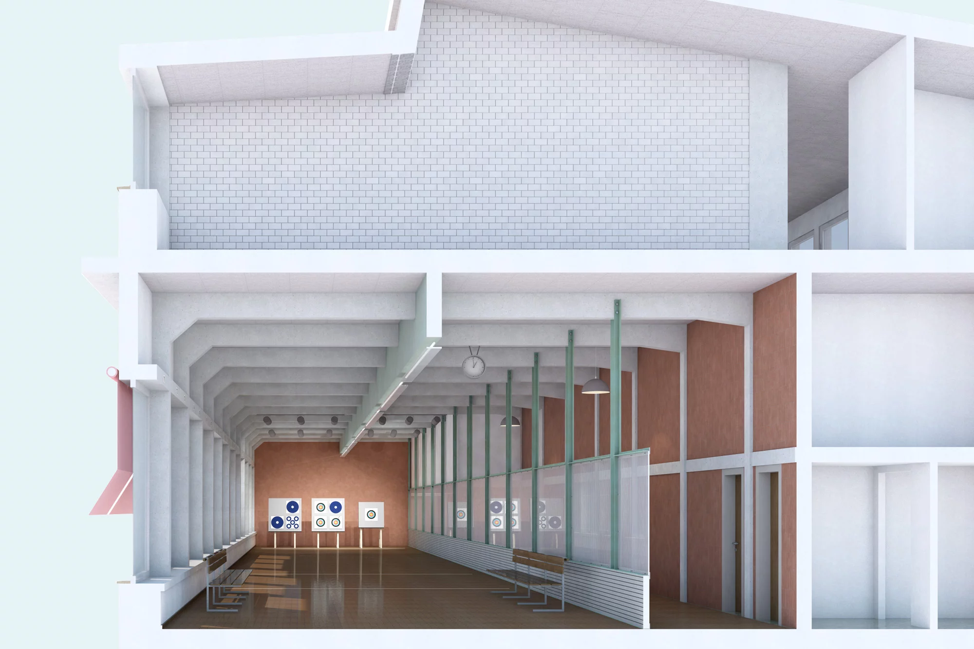 Visualisierung Schiessstand im Sportzentrum Probstei.