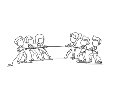 Kleinkinder ziehen ein Seil