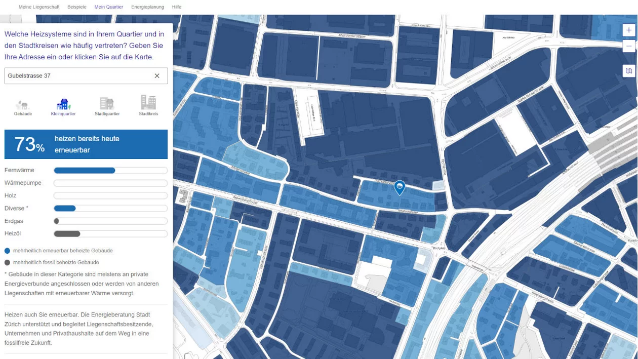 Ausschnitt Appilkation Zürich wie neu