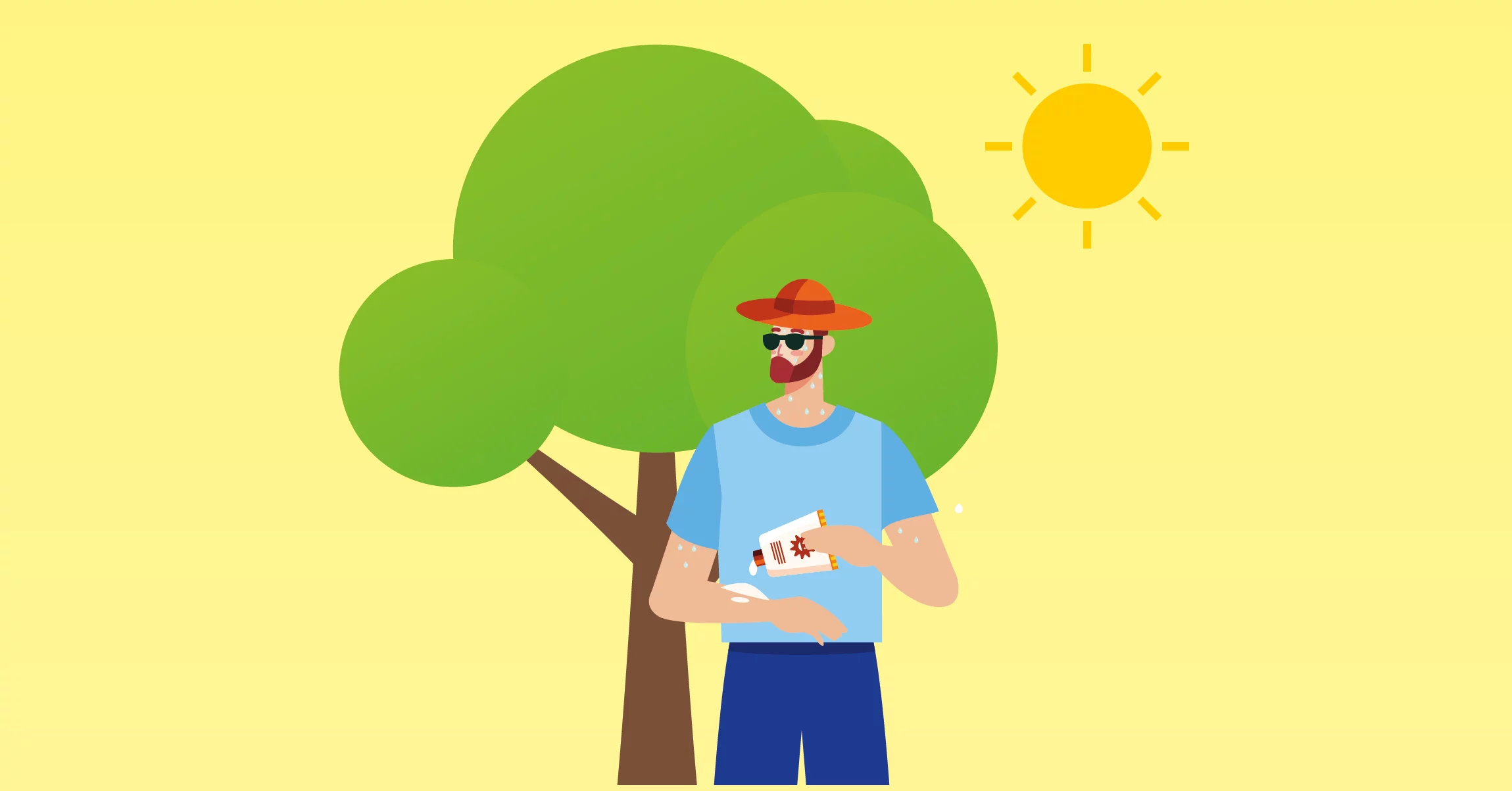 Mann mit Sonnencrème