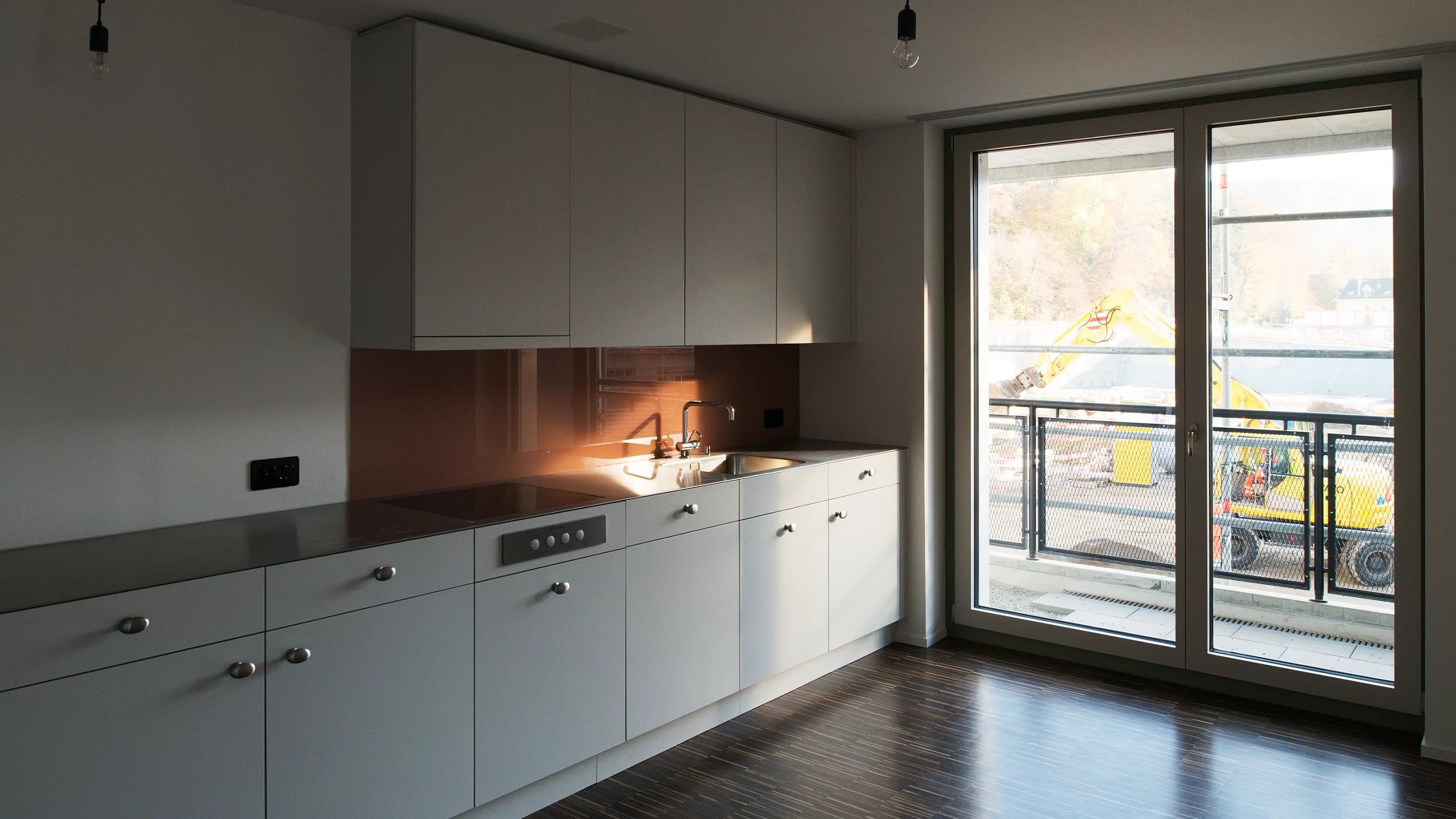 Ansicht einer Küche in einem Neubau