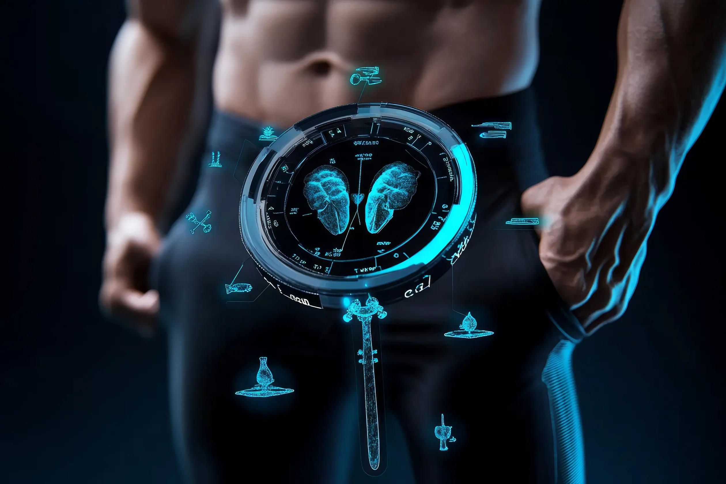 Symbolbild eine Lumpe welche den Unterenbereich des Mannes scannt