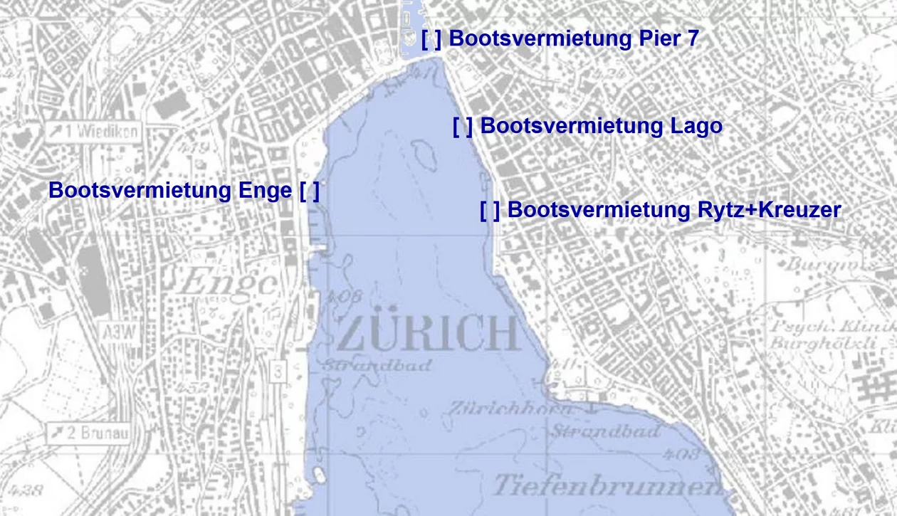Kartenausschnitt Lage der Bootsvermietungen