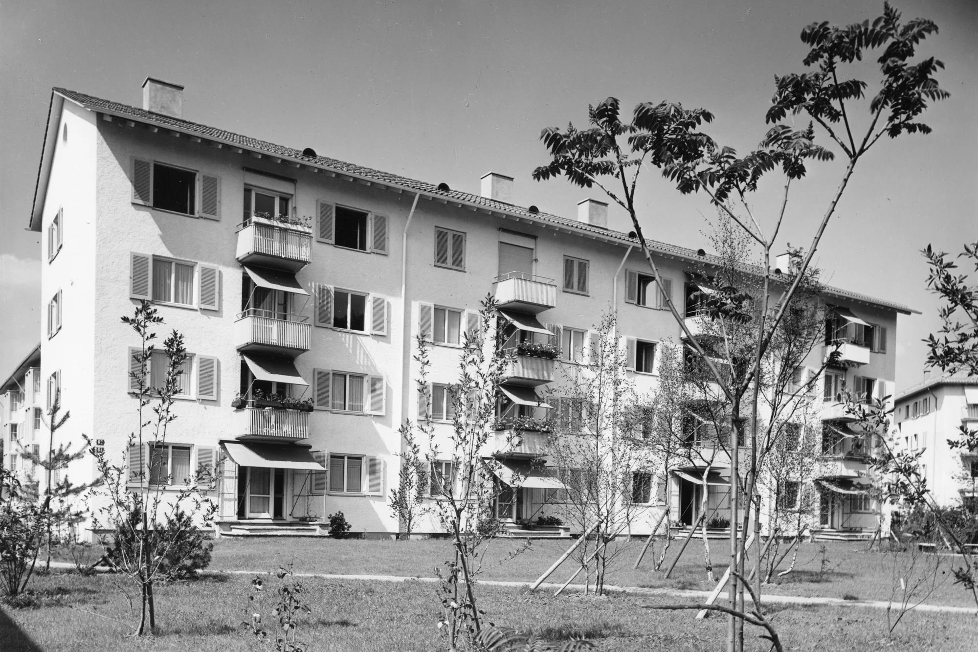 Die Archivaufnahme zeigt eine Aussenaufnahme der Wohnsiedlung Heiligfeld I aus dem Jahre 1948.