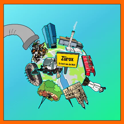 Symbolbild zur Müll AG-App mit dem fiktiven Planeten «Zürox»