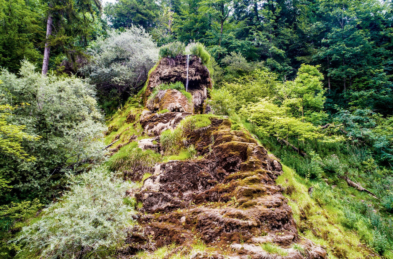 Tüfels Chilen oder Tuffsteinbruch auf der Wanderung von Kollbrunn nach Rämismühle