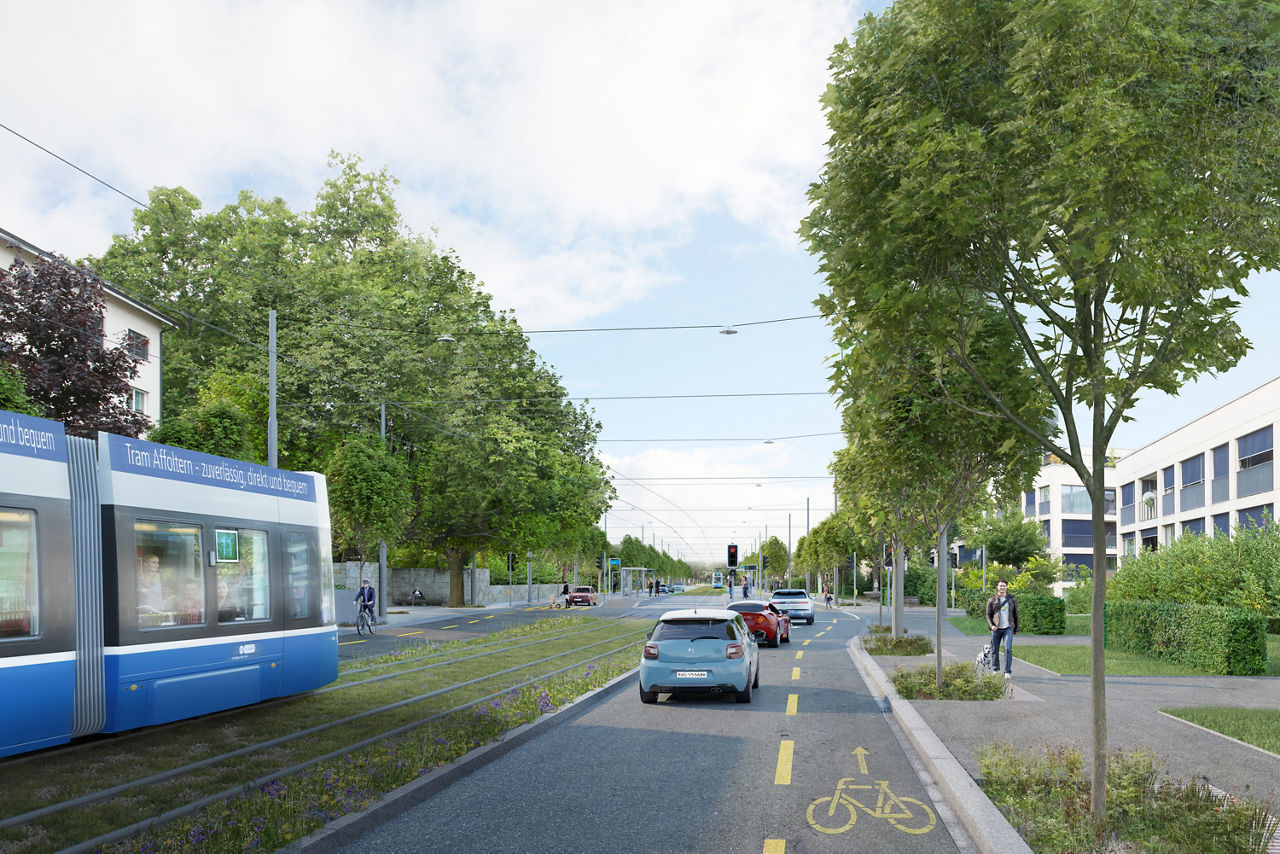 Kinder steigen aus einem Tram 